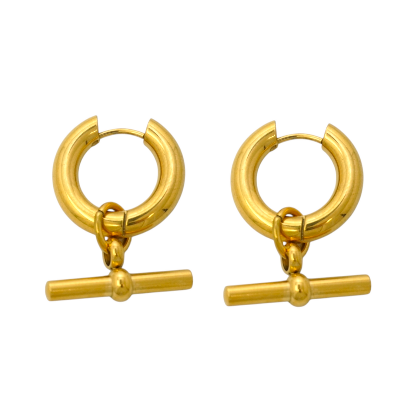 Chunky Gold Bar Stainless Steel Hoops