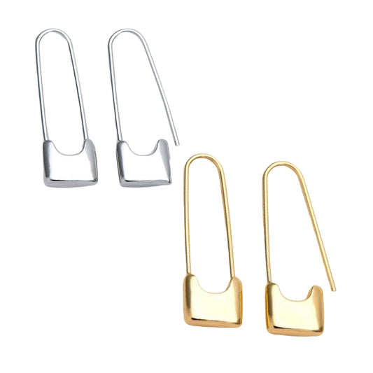 Gold Safety Pin Hoops