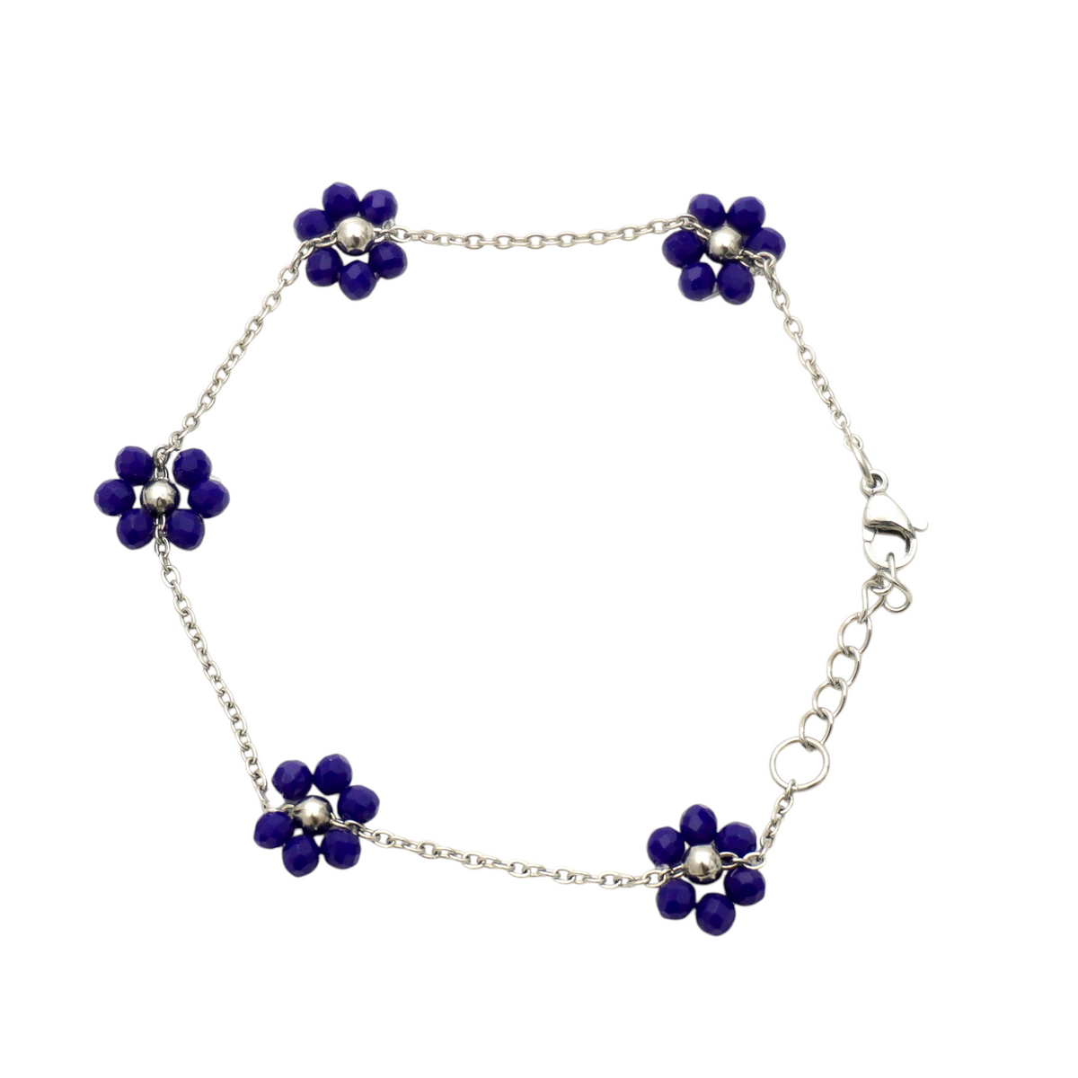 Beaded Flower Stainless Steel Bracelet