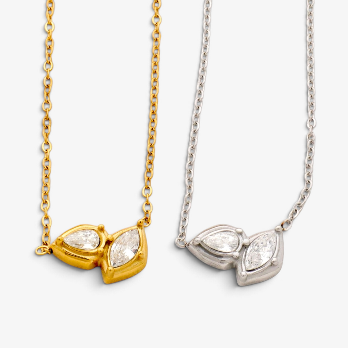 Double Cubic Stainless Steel Necklace
