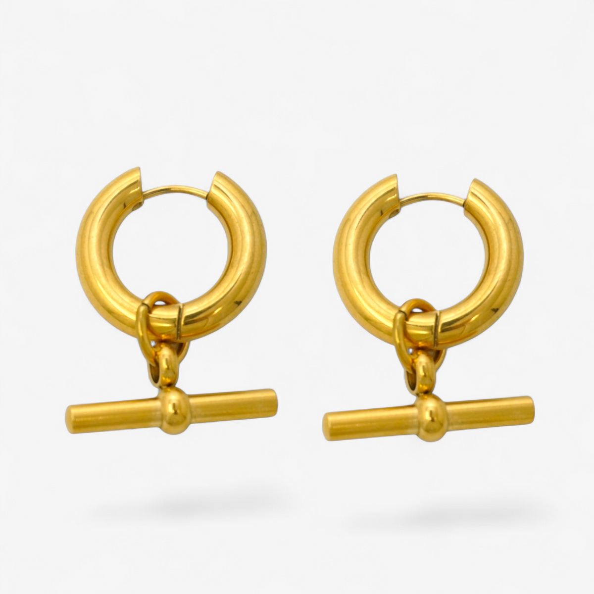 Chunky Gold Bar Stainless Steel Hoops