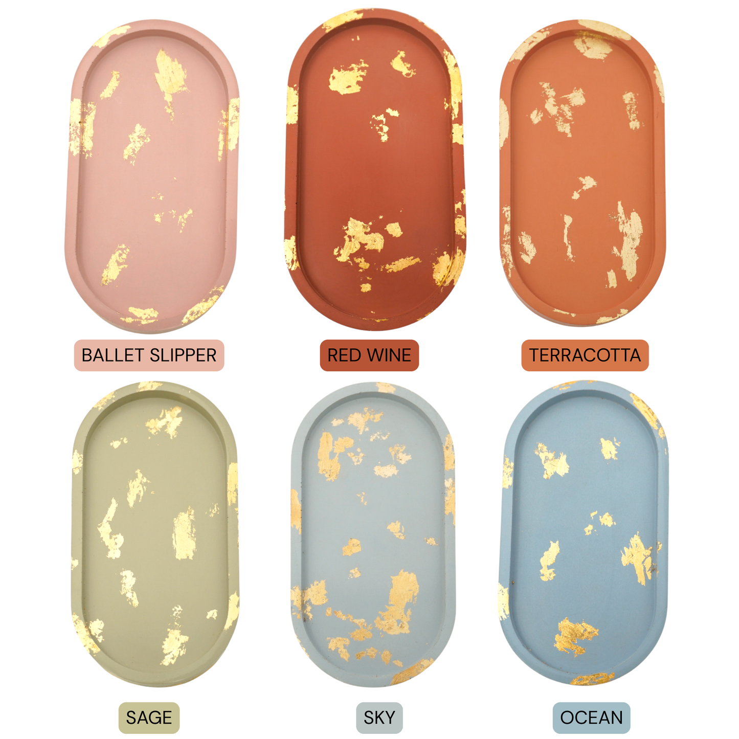 Large Gold Leaf Cement Oval Tray