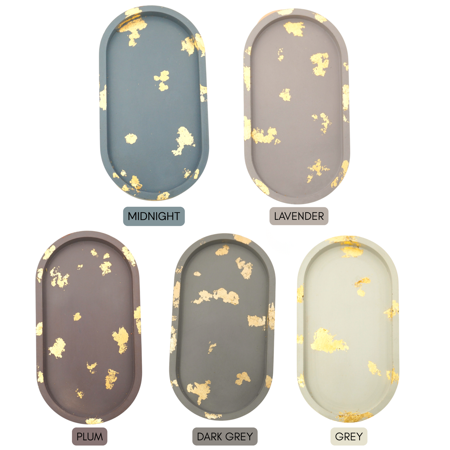 Large Gold Leaf Cement Oval Tray