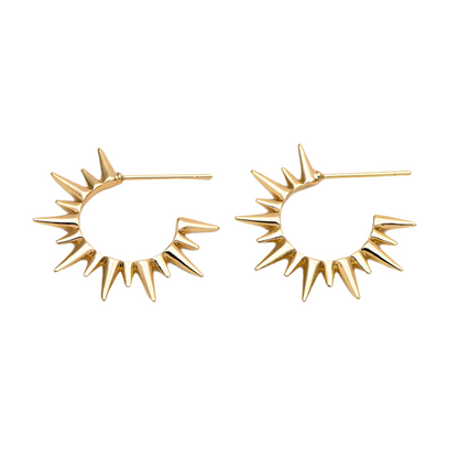 Gold Plated Spiked Sun Hoops