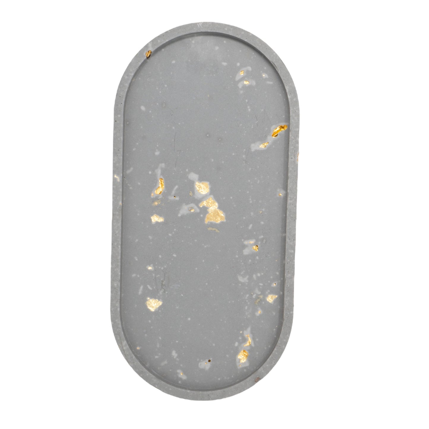 Large Gold Leaf Cement Oval Tray
