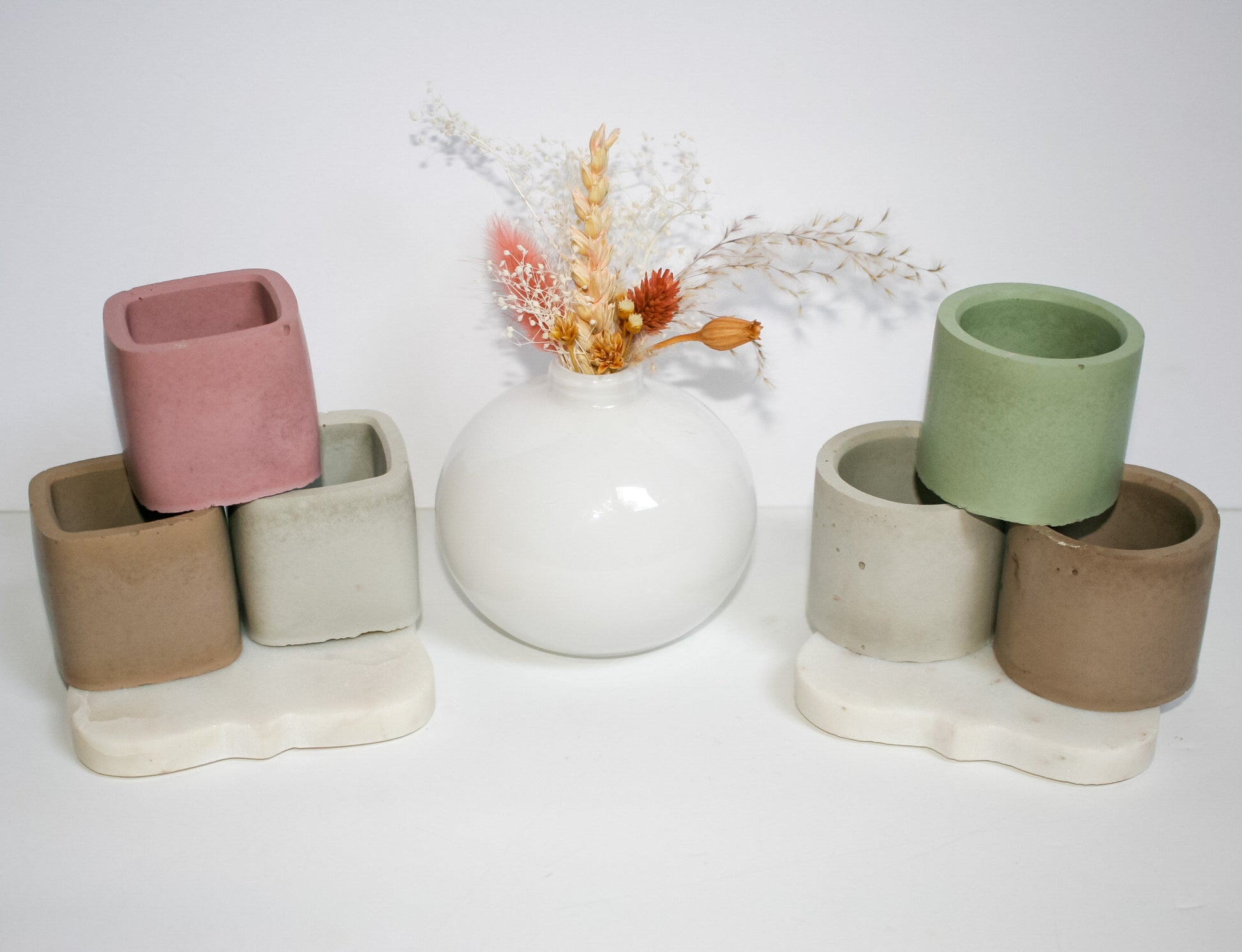 round or square plant pots Mini Round & Square Cement Planters