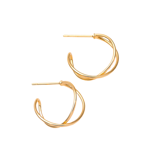 Gold Plated Geometric Wire Hoops Earrings