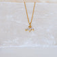 Gold Sterling Silver Floral Zircon Necklace