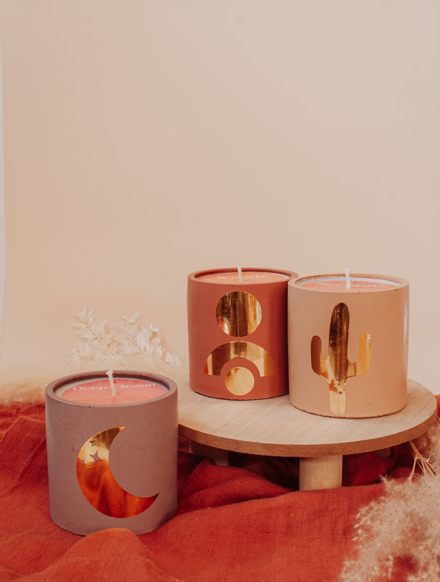 Gold Decal Cement Candle