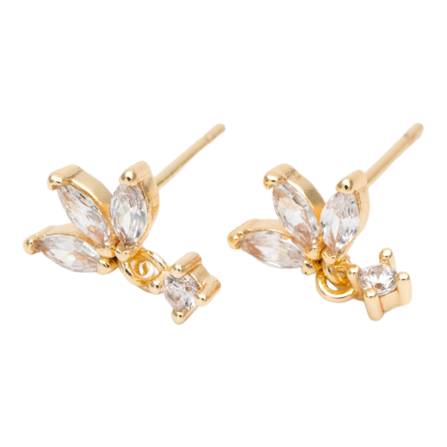 Floral Cubic Stud Dangle Earrings