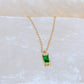 Gold Sterling Silver Green Zircon Necklace